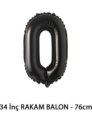 Lotus Party Siyah Renk 0 Rakam Folyo Balon - Siyah Rakam Balon 0 Yaş - 76 cm