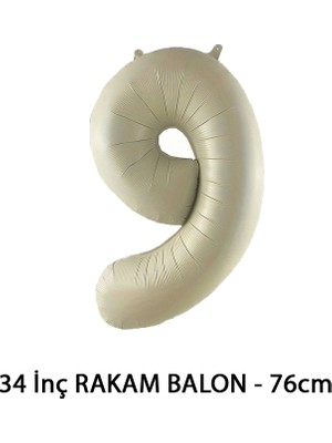 Lotus Party Krem Renk 9 Rakam Folyo Balon - Krem Rakam Balon 9 Yaş - 76 cm