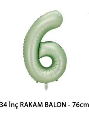 Lotus Party Yeşil Renk 6 Rakam Folyo Balon - Su Yeşili Rakam Balon 6 Yaş - 76 cm