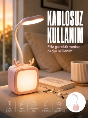 Mercora Tech Ayarlanabilir LED Masa Lambası Şarjlı Modern Aydınlatma
