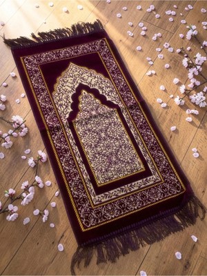 Altınoluk Haremia Kadife Çocuk Seccadesi – Yumuşak Dokulu, Hafif ve Taşınabilir, Çocuk Namaz Seccadesi, Hediye Uygun Mor
