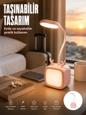 Mercora Tech Modern Tasarımlı Şarj Edilebilir LED Gece Lambası