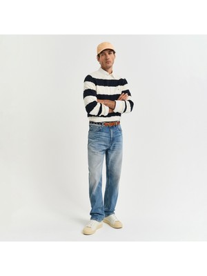 Gant Erkek Mavi Straight Fit Jean Pantolon