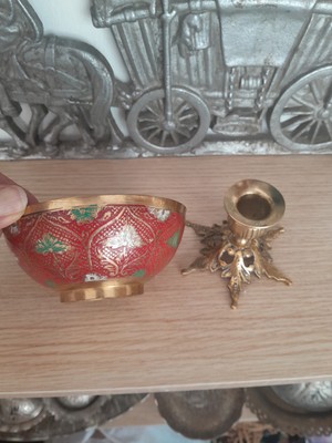 Sadrazam Antik Eski Dönem Pirinç Tas ve Mumluk