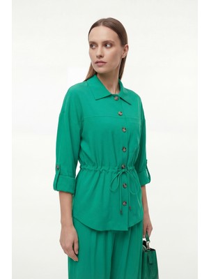 Düğmeli Tencel Takım EL-2241