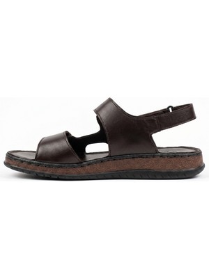 Fame Step Hakiki Deri Unisex Ortopedik Sandalet Yumuşak Taban Cırtlı Comfort Yazlık Günlük Terlik