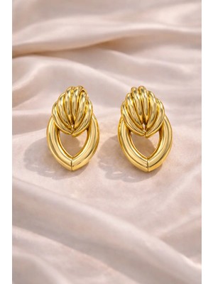 Gold ve Silver Renk Çok Halkalı Şık Küpe – Modern Tasarım Kadın Küpe