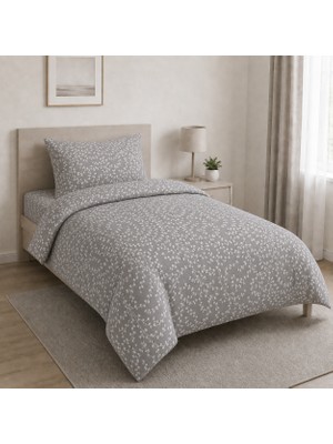 Freyja Home %100 Pamuk Tek Kişilik Lastikli Çarşaflı Nevresim Takımı | Kahverengi Sarmaşık