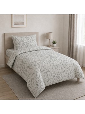 Freyja Home %100 Pamuk Tek Kişilik Lastikli Çarşaflı Nevresim Takımı | Sarmaşık Yeşil