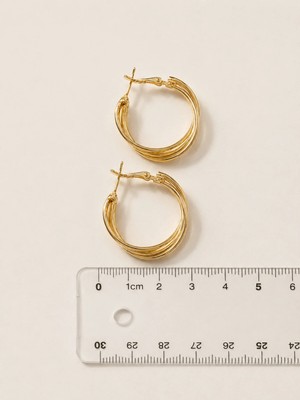 Gold Renk Burgu Detaylı Çoklu Halka Kadın Küpe 3 cm