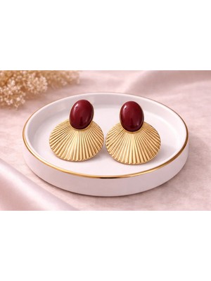 Yelpaze Model Şampanya ve Inci Renkli Zara Model Küpe
