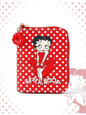 My Balli Store Kırmızı Puantiyeli Betty Boop Figürlü Cüzdan - Fermuarlı Küçük Boy Çanta Aksesuarı