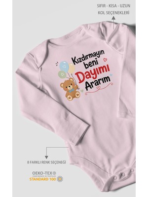 Morivo Kids Kızdırmayın Beni Dayımı Ararım Uzun Kollu Çıtçıtlı Bebek Body %100 Pamuk