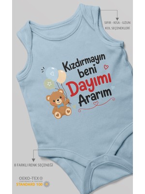 Morivo Kids Kızdırmayın Beni Dayımı Ararım Sıfır Kollu Bebek Zıbını %100 Pamuk