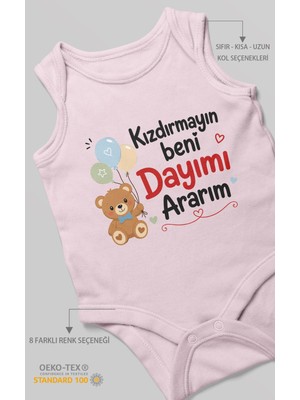 Morivo Kids Kızdırmayın Beni Dayımı Ararım Sıfır Kollu Bebek Zıbını %100 Pamuk