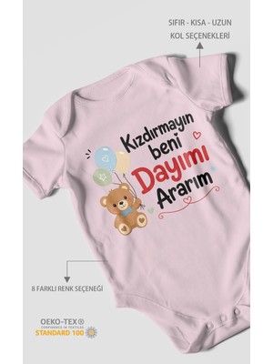 Morivo Kids Kızdırmayın Beni Dayımı Ararım Kısa Kollu Bebek Body %100 Pamuk