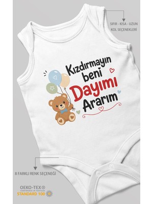Morivo Kids Kızdırmayın Beni Dayımı Ararım Sıfır Kollu Bebek Zıbını %100 Pamuk