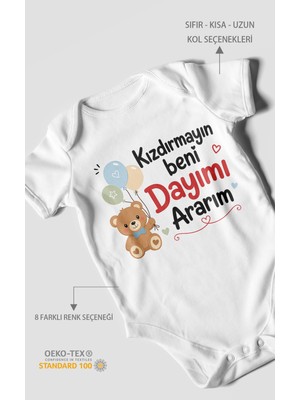 Morivo Kids Kızdırmayın Beni Dayımı Ararım Kısa Kollu Bebek Body %100 Pamuk