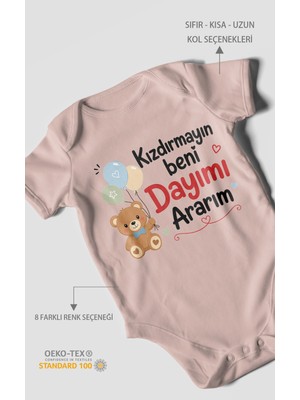 Morivo Kids Kızdırmayın Beni Dayımı Ararım Kısa Kollu Bebek Body %100 Pamuk