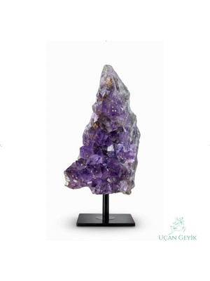 Uçan Geyik Standlı Ham Doğal Ametist Taşı – 286 Gr, Işlenmemiş Kristal, Şifa ve Enerji Taşı