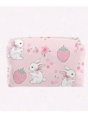 My Balli Store Kawaii Tavşan ve Çilek Desenli Makyaj Organizer Çantası
