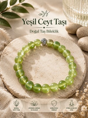 Lia Charm Doğal Yeşim (Ceyt) Küre Kesim Unisex Doğal Taş Bileklik