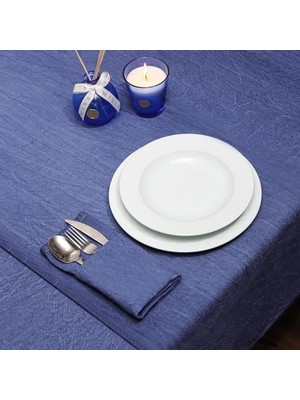 Fantastik Store Taşlanmış Indigo Denim Pamuk Masa Örtüsü