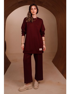 Balenbi Kadın Oysh Modal Kumaş Oversize 80 cm Tunik Bol Paça Pantolon Tesettür Takım 1228