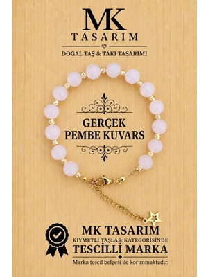 MK Tasarım Gerçek Pembe Kuvars Bileklik 11000.001 Rahatlatıcı-Enerji-Stres Bilekliği