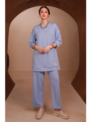 Balenbi Kadın Oysh Modal Kumaş Oversize 80 cm Tunik Bol Paça Pantolon Tesettür Takım 1228