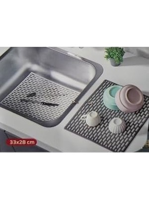 Fantastik Store Dikdörtgen Silikon Lavabo Buzluk Matı 33X28 cm Antrasit Renk 1 Adet GP115