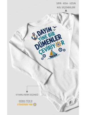 Morivo Kids Dayım Yine Bir Dümenler Çeviriyor Uzun Kol Çıtçıtlı Bebek Body