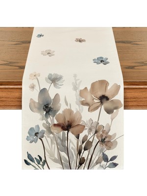 Fantastik Store Masa Örtüsü, 183X30CM Bahar Temalı Çiçek Yapraklı Desenli Keten Kumaş, Yaz Sezonu Mutfak ve Yemek Masası Dekorasyonu, Aile Partileri ve Özel Günler Için Şık Tasarım
