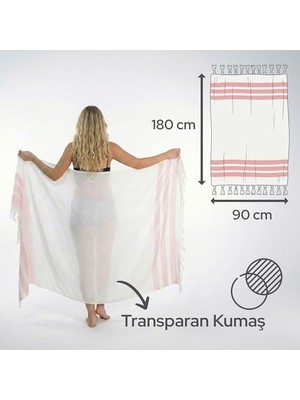 Fantastik Store Pembe 2'li - 90 x 180 cm - Ince & Transparan - Kadınlar Için Ipeksi Yumuşak Peştamal - Bambu & Pamuk Karışımı - Dokuma Şeritleri Solmaz ve Uzun Ömürlü - Dekoratif Hediyelik Peştamal
