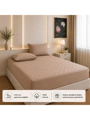 Fantastik Store Formeya Yatak Koruyucu Alez Kapitone Kahverengi RENK%100 Pamuk Fitted Alez Çarşaf 90 x 190