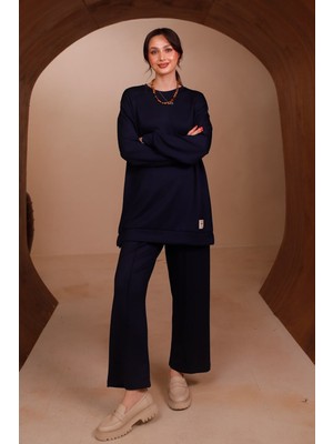 Balenbi Kadın Oysh Modal Kumaş Oversize 80 cm Tunik Bol Paça Pantolon Tesettür Takım 1228