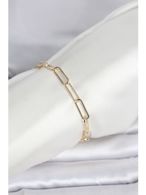 Clariss Nikaa Shop cm 14K Gold Renk Kalın Ataç Zincir Model Kadın Bileklik