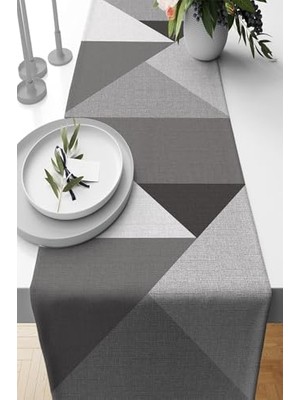 Fantastik Store 40X140CM Masa Örtüsü Leke Tutmaz Premium Tay Tüyü Dokuma Kumaş Runner Geometrik RNR392