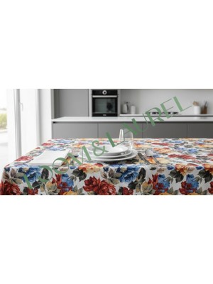 Fantastik Store Loom & Laurel Baskılı Yıkanabilir Masa Örtüsü Mutfak Bahçe Piknik Masa Örtüsü (140X200)