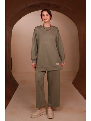 Balenbi Kadın Oysh Modal Kumaş Oversize 80 cm Tunik Bol Paça Pantolon Tesettür Takım 1228