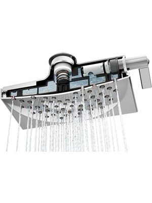 Fantastik Store (2.5 Gpm, Chrome) -  S6345 Velocity Two-Function 20CM - 1.3cm Diameter Spray Rainshower Showerhead, Chrome