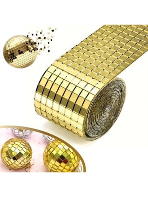 Fantastik Store 1 Metre Uzunluğunda Aynalı Mozaik Taşlı Dekor Bandı 4 cm x 1 mt (Altın)