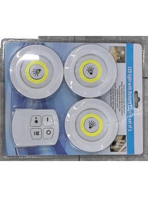 Fantastik Store H3 Cob Uzaktan Kumandalı Üçlü Spot Lamba Pilli Dolap Altı Spot Günışığı