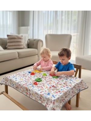 Fantastik Store Yorni Su Geçirmez Yer/masa Örtüsü, Aktivite, Yemek ve Oyun Için, Doğa Dostu ve Çevreci, SERTIFIKALI,%100 Polyester, Family Desenli, 150X180CM