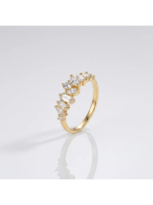 Fashion Zirkon Taşlı Gold Kadın Yüzük | Zarif Minimal Tasarım