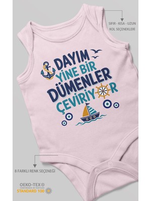 Morivo Kids Dayım Yine Bir Dümenler Çeviriyor Sıfır Kol Bebek Zıbını %100 Pamuk
