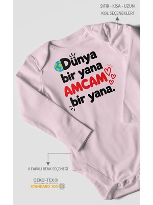 Morivo Kids Dünya Bir Yana, Amcam Bir Yana Uzun Kollu Çıtçıtlı Bebek Body