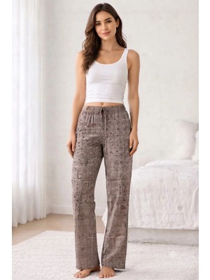 Marsilyan Viskon Pamuklu Kadın Gri Desenli Pijama Pantolon - MG011 -