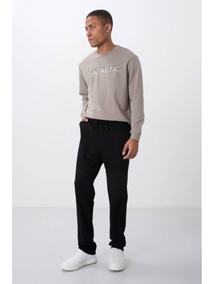 Tommy Life  Düz Paça Siyah Erkek Eşofman Altı T06ER-84682