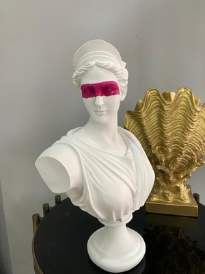 AyrStore Afrodit Büst Heykel Biblo Beyaz-Pembe